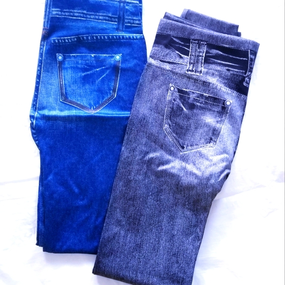 Women's Jean Print Leggings Size L/XL New - Picture 2 of 2